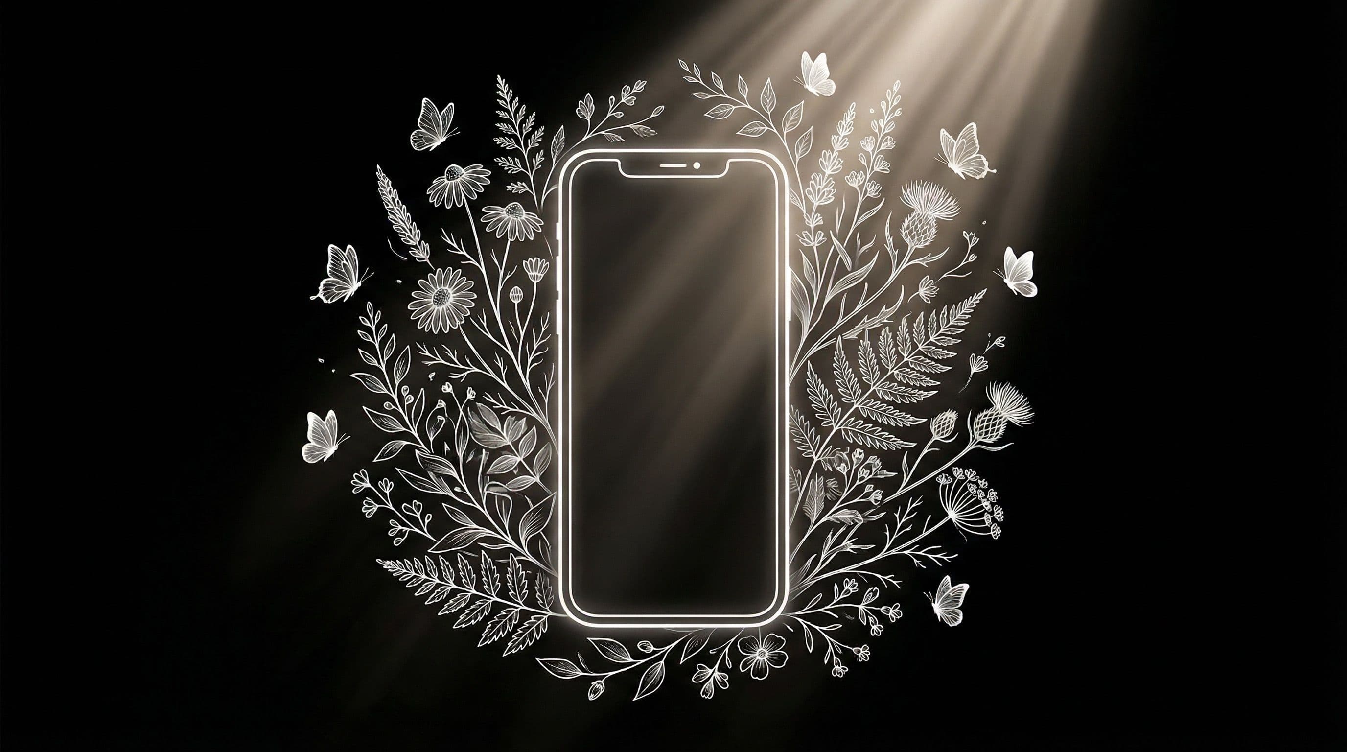 Cozy cottagecore wallpaper set with nature and flowers