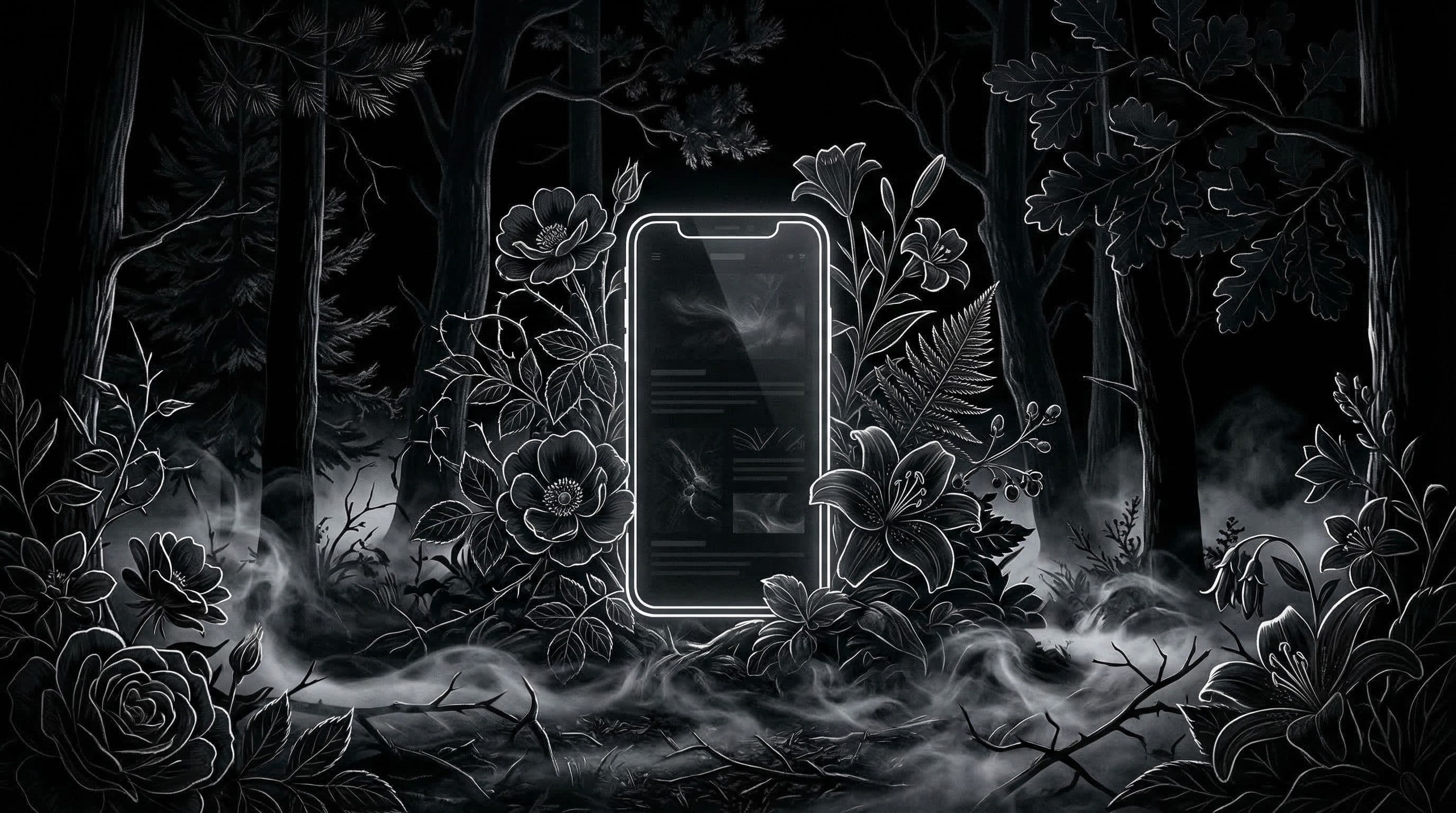 Dark cottagecore wallpaper mood board for phones