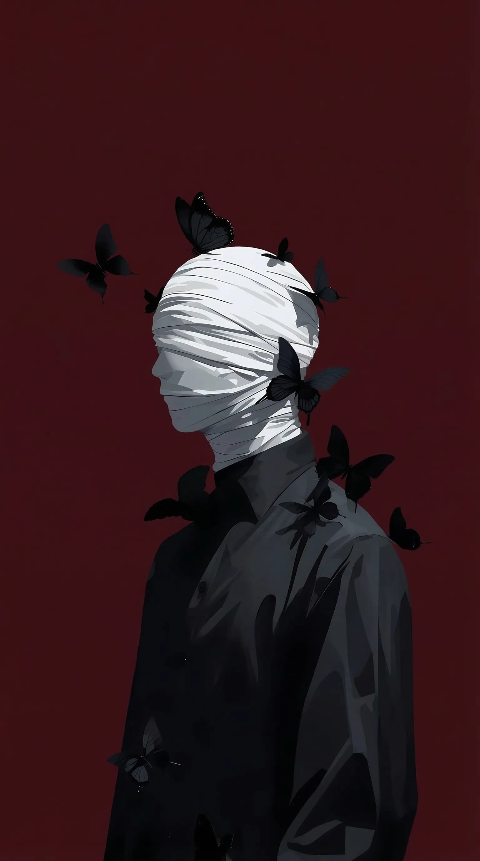 Mysterious Figure with Butterflies