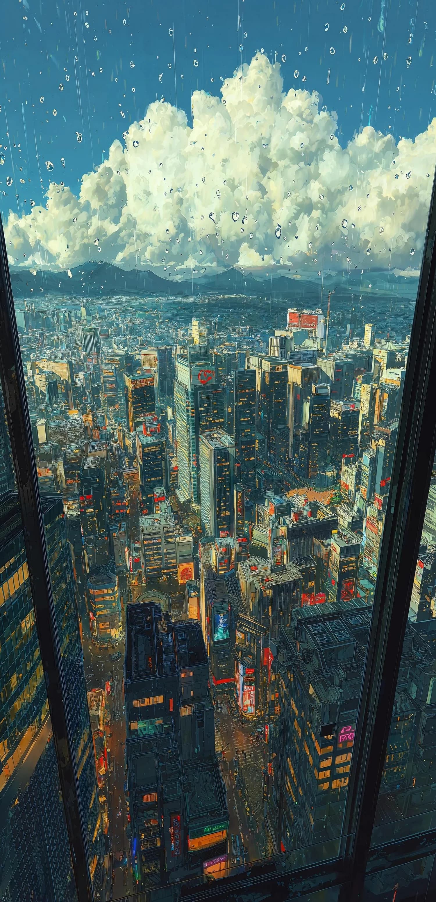 Rainy Cityscape View