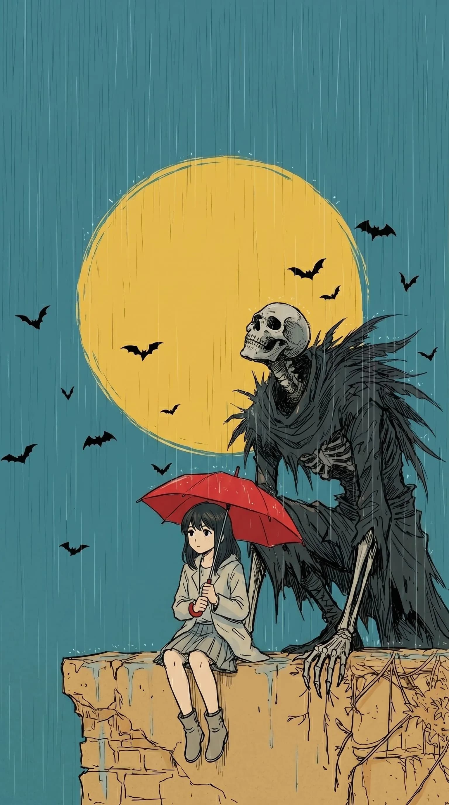 Girl Holding Umbrella In Rain