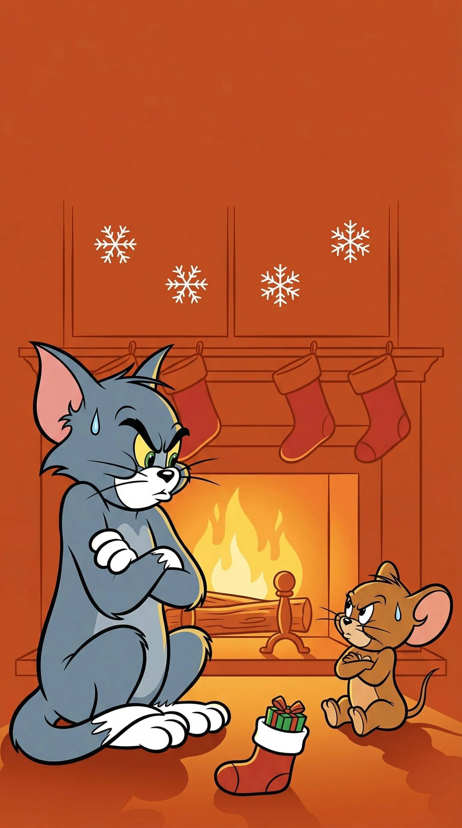 Tom and Jerry by the Fireplace