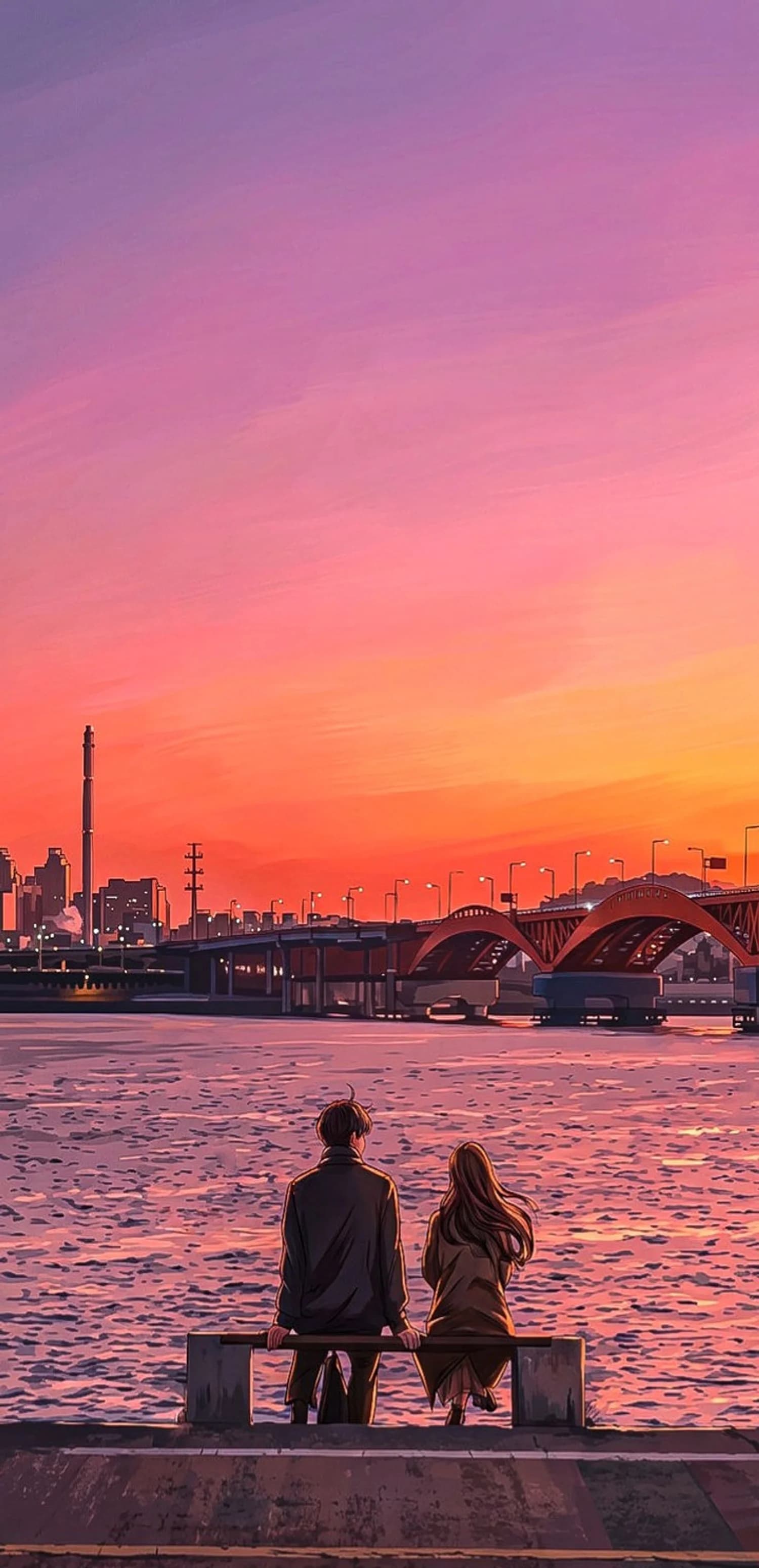 Sunset Bridge Embrace