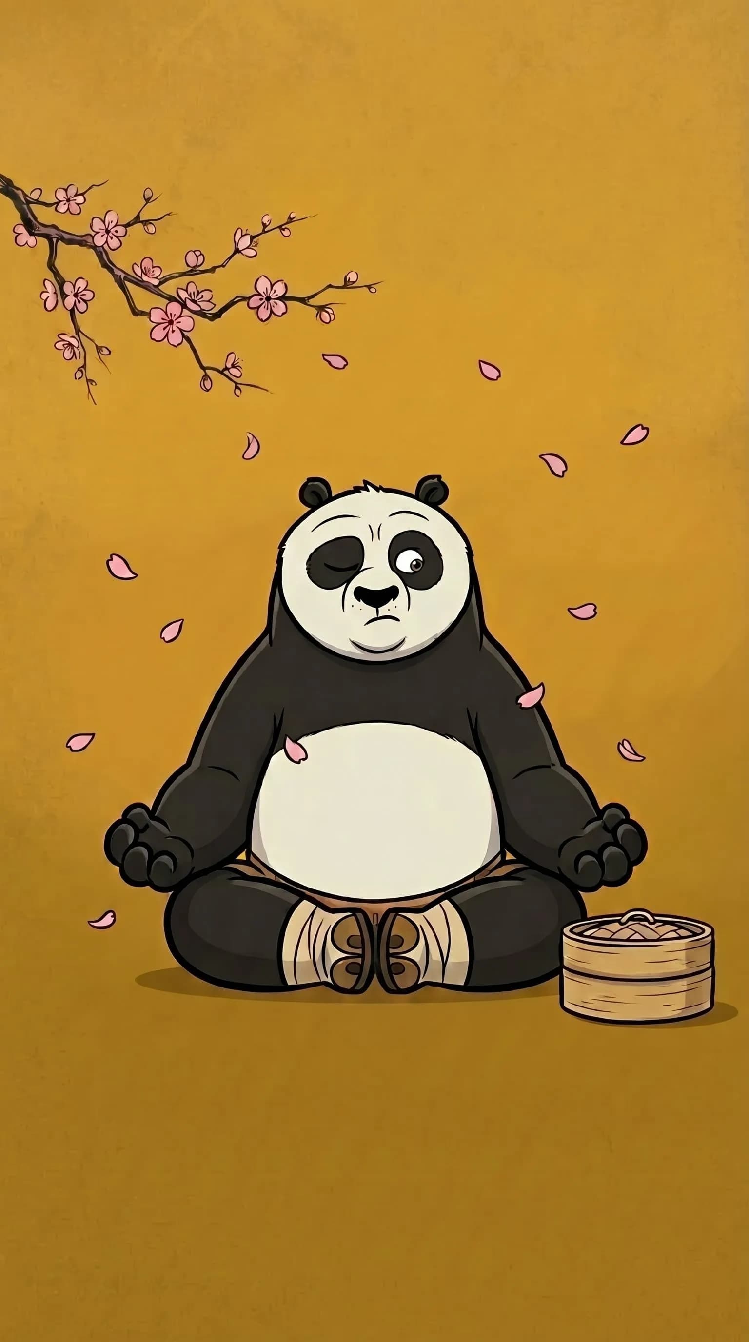 Serene Panda Meditation Peeking Dumplings