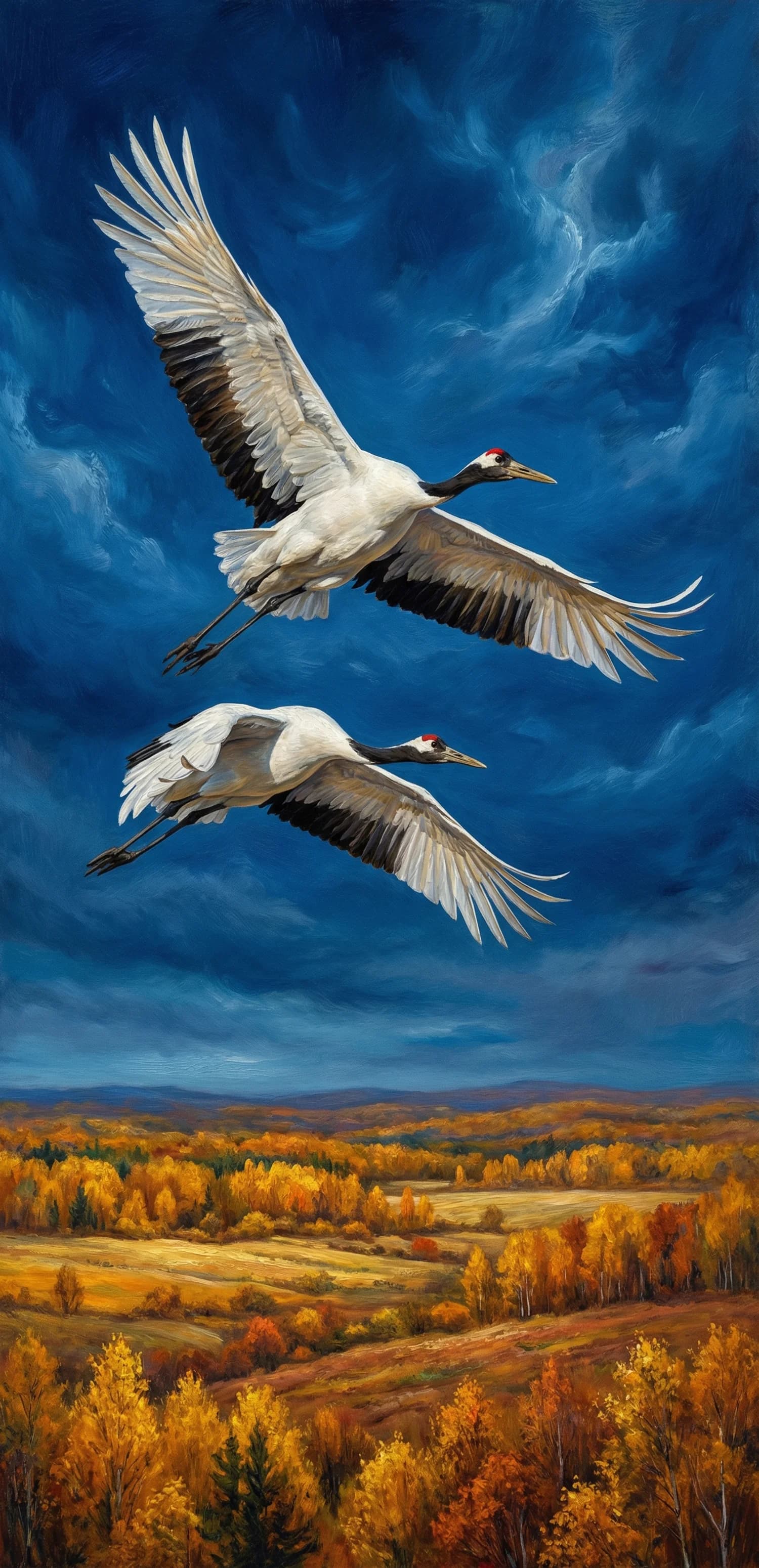 Cranes In Autumn Flight