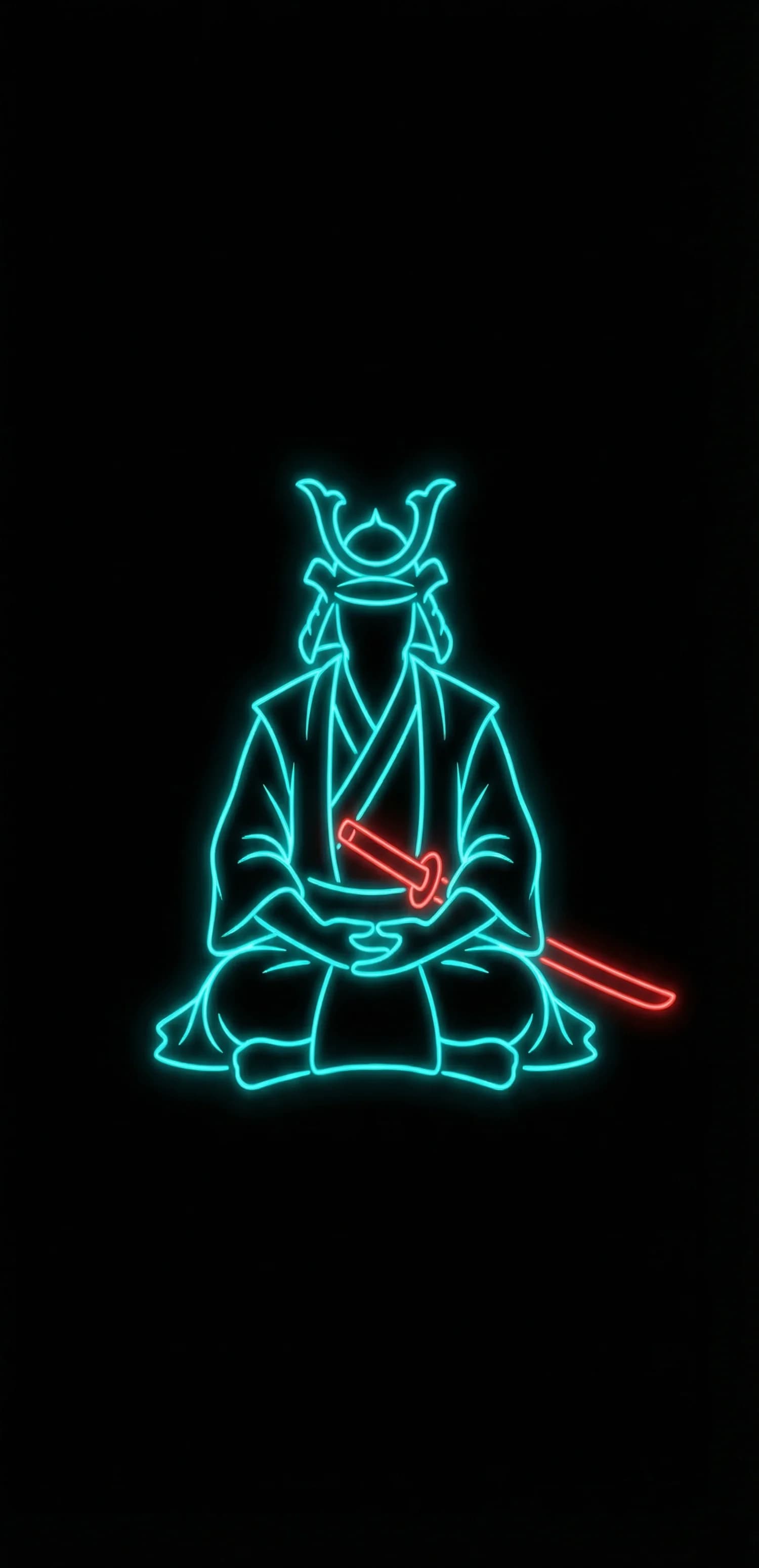 Neon Samurai Sits