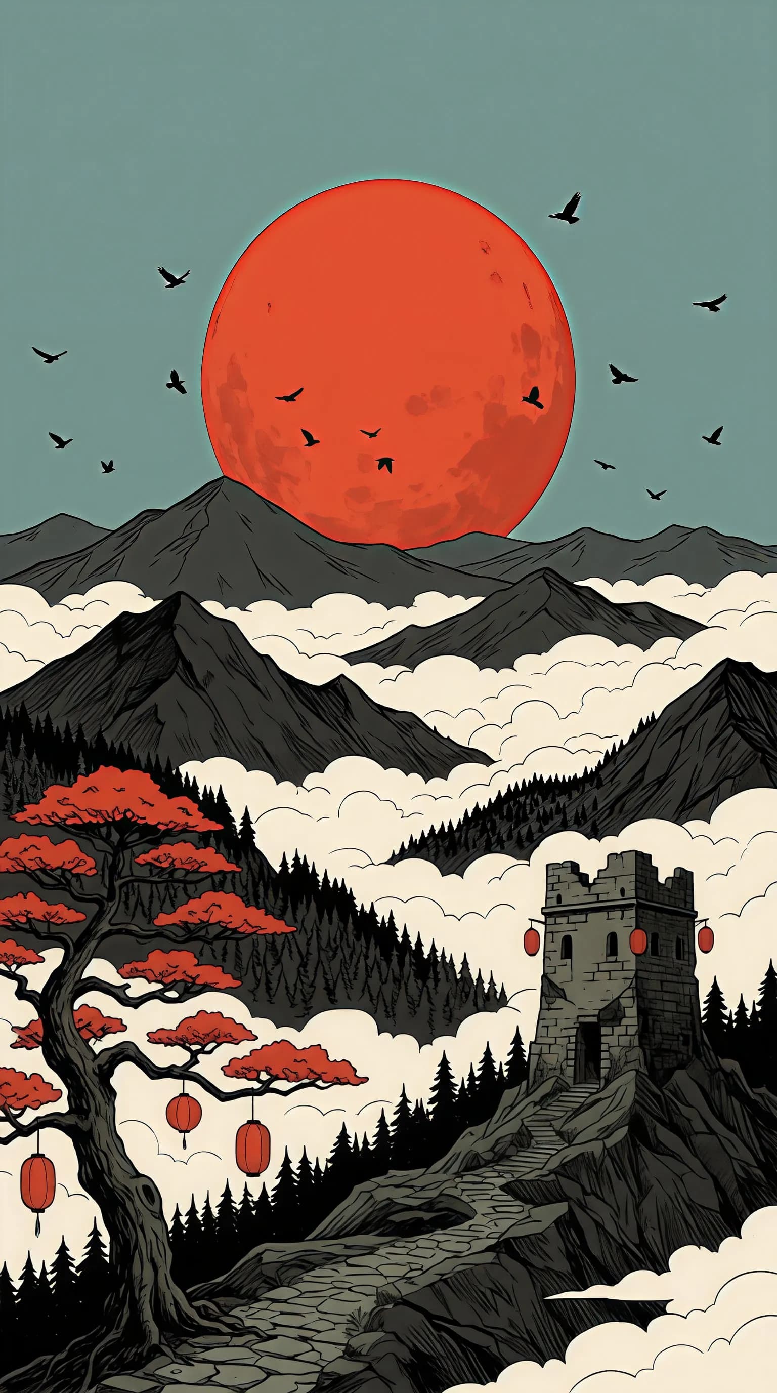 Misty Mountain Sunset