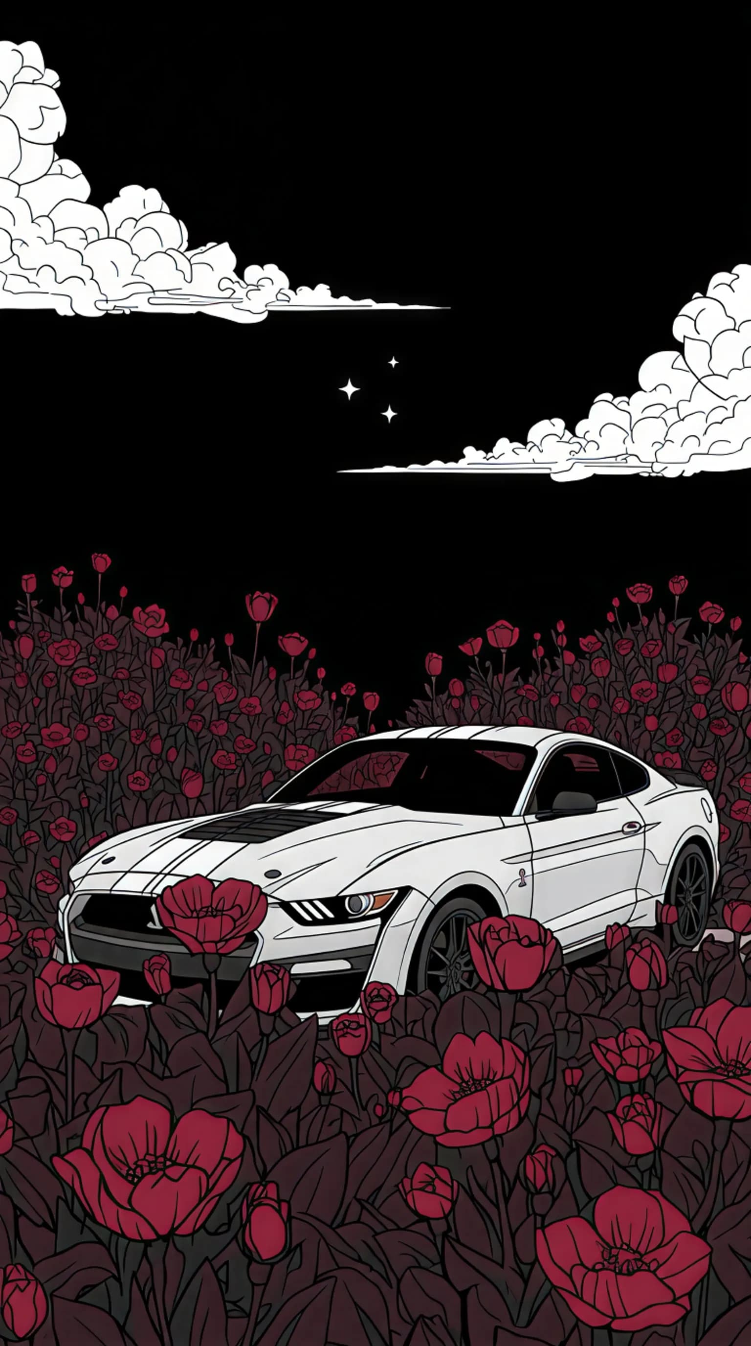 Ford Mustang GT500 In Flower Field