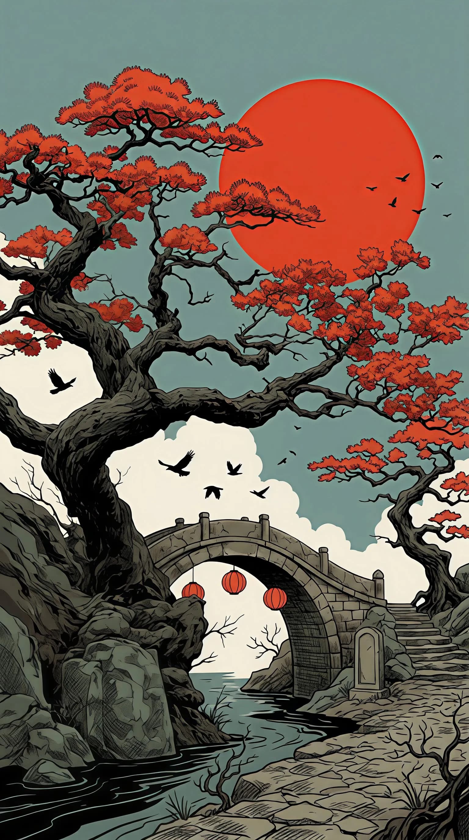 Vibrant Japanese Landscape