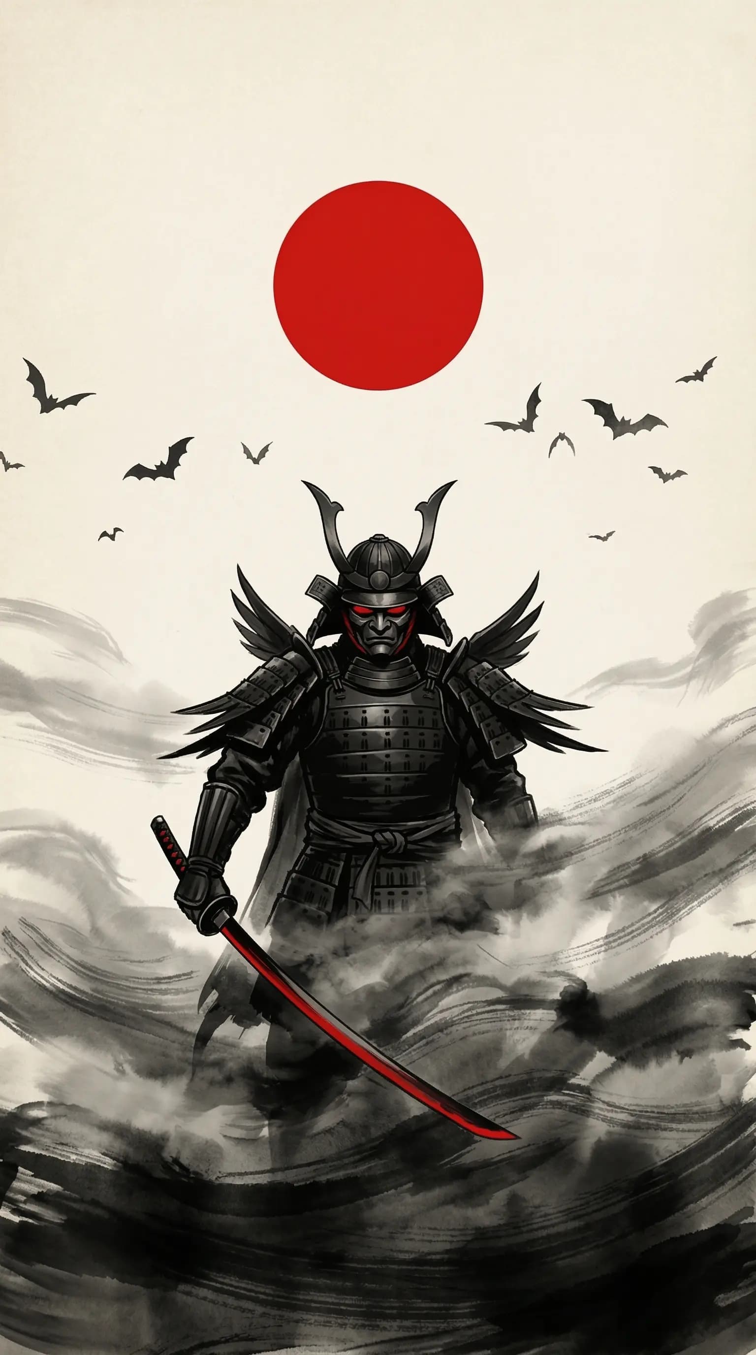 Samurai Warrior Under the Red Sun