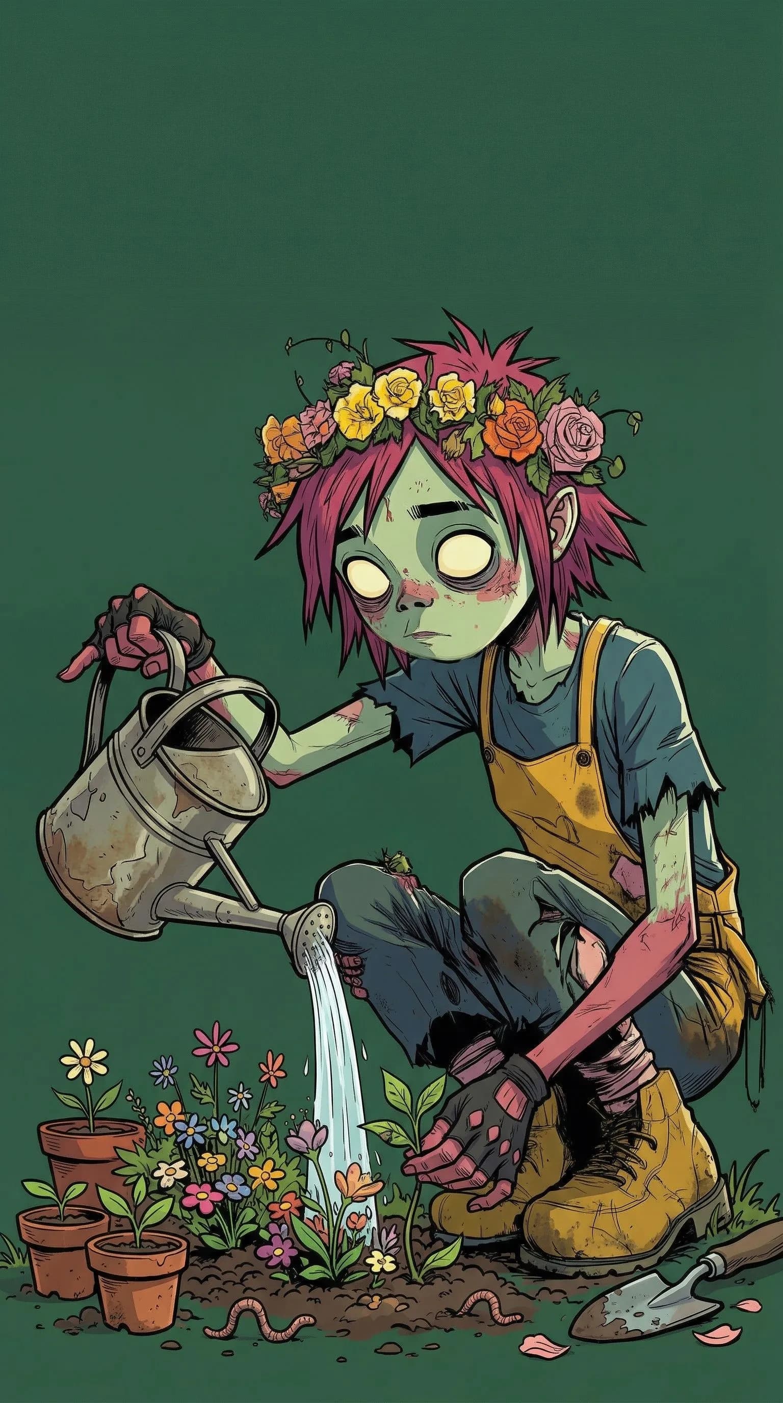 Zombie Girl Gardening Plants