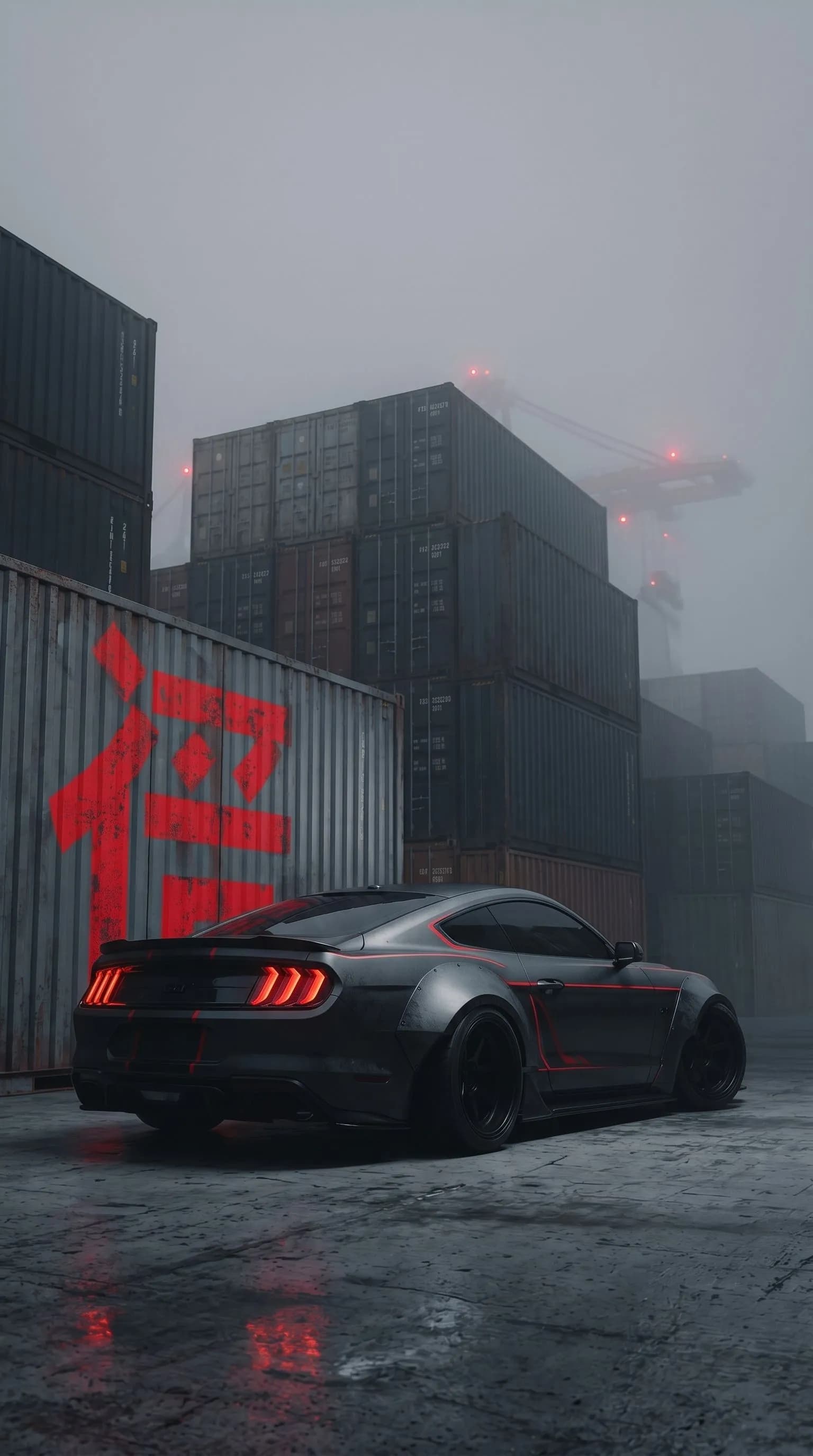 Muscle car resting container yard