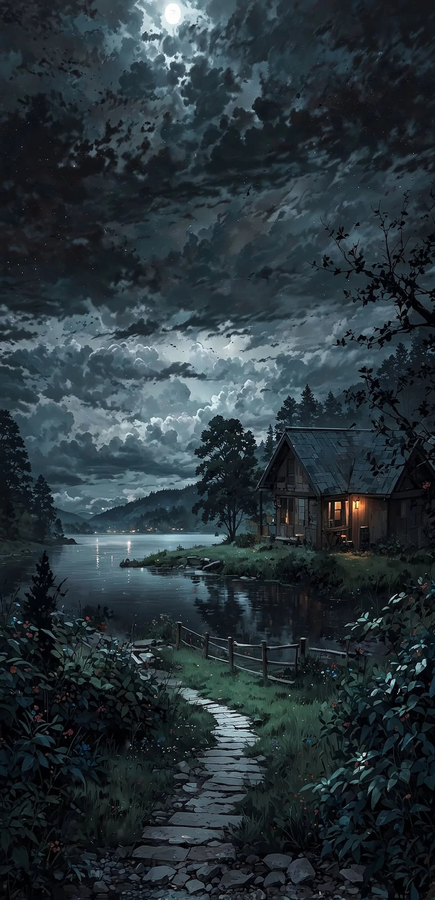 Moonlit Lake House