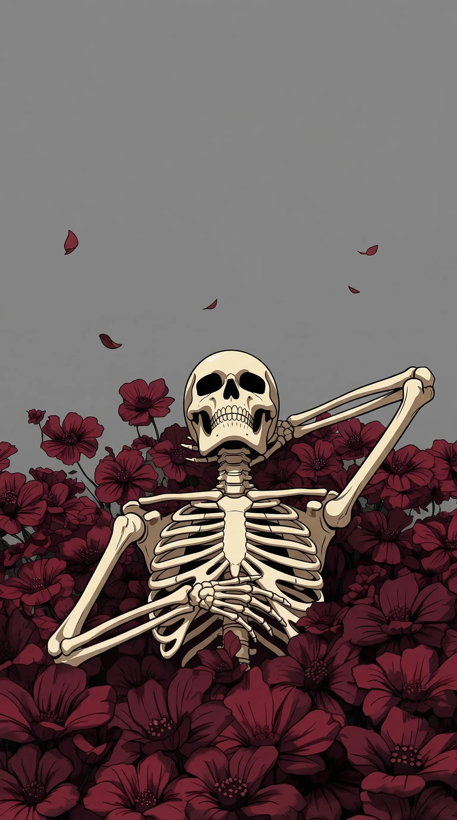 Dancing Skeleton in Roses