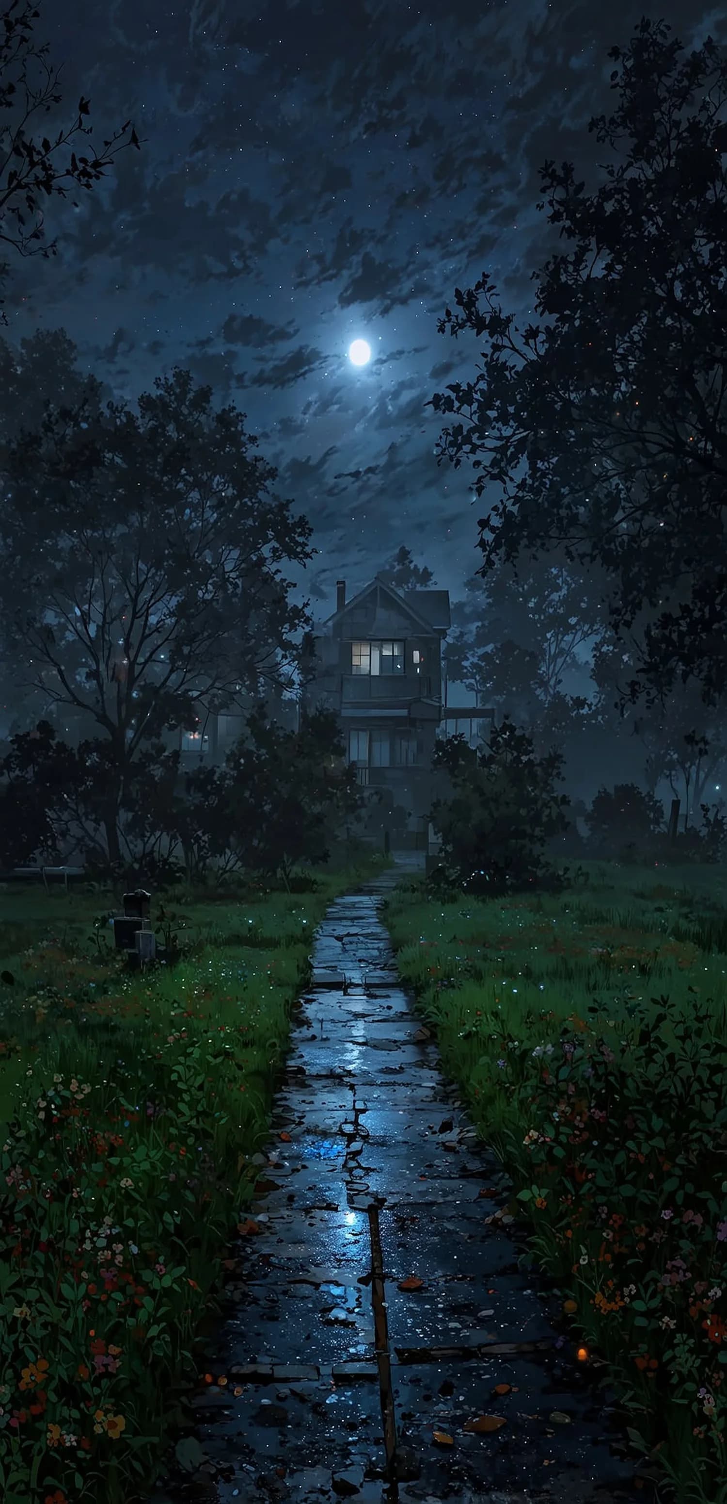 Moonlit Night Path