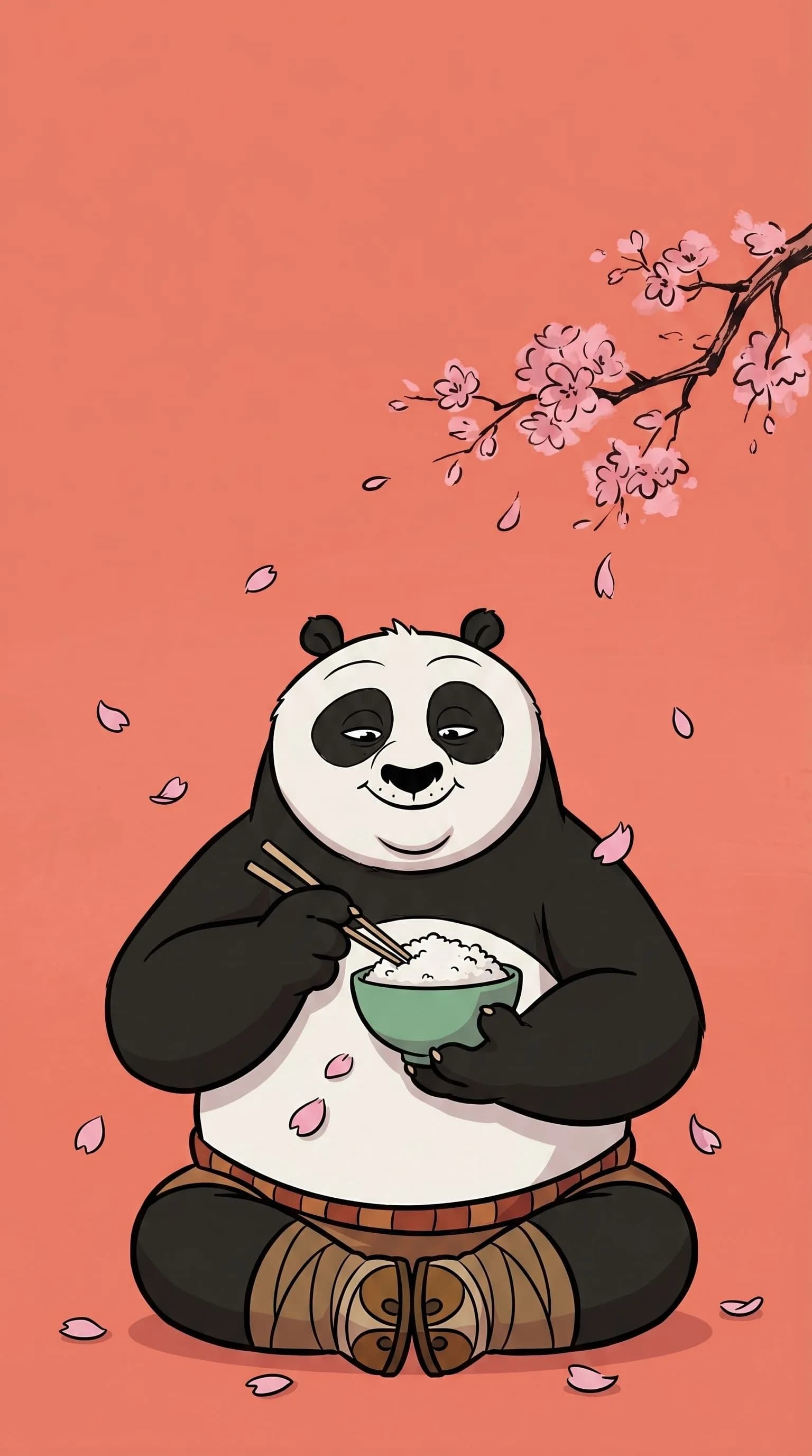 Panda Eating Rice Bowl