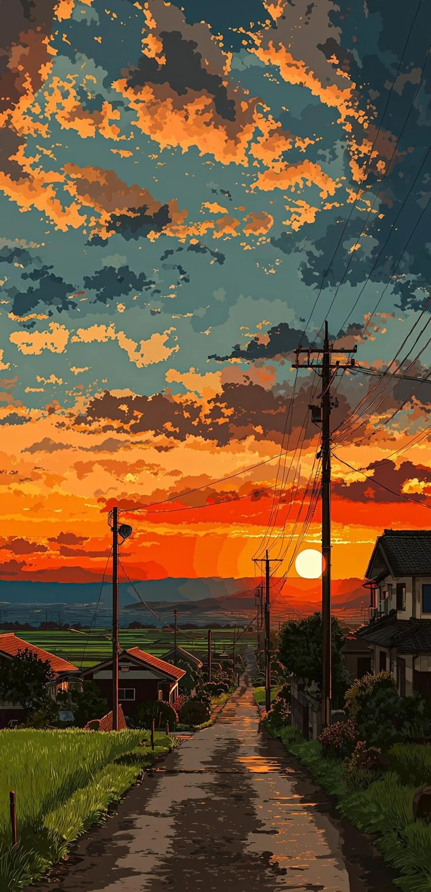 Sunset Suburban Street