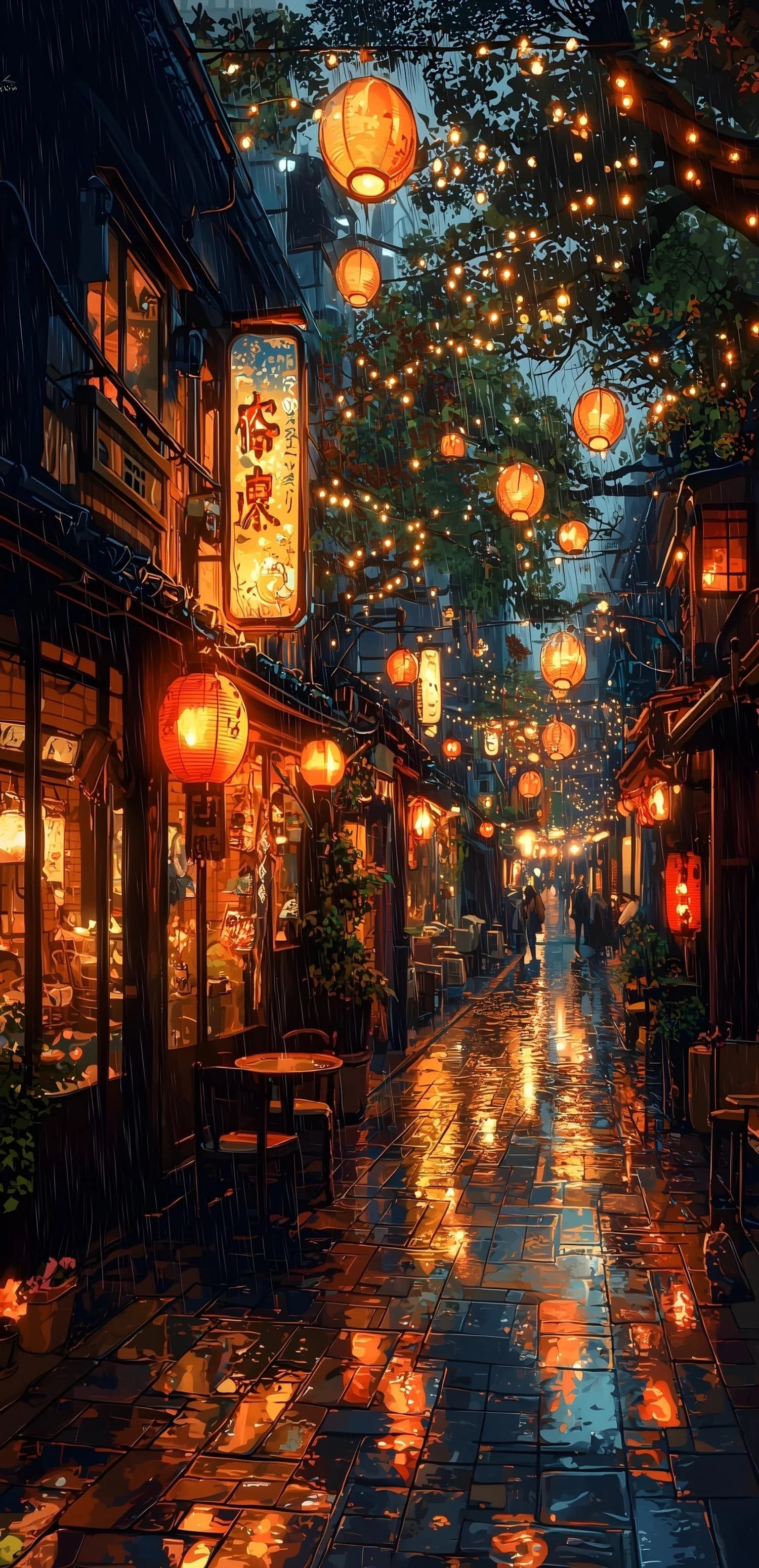 Rainy Lantern Street