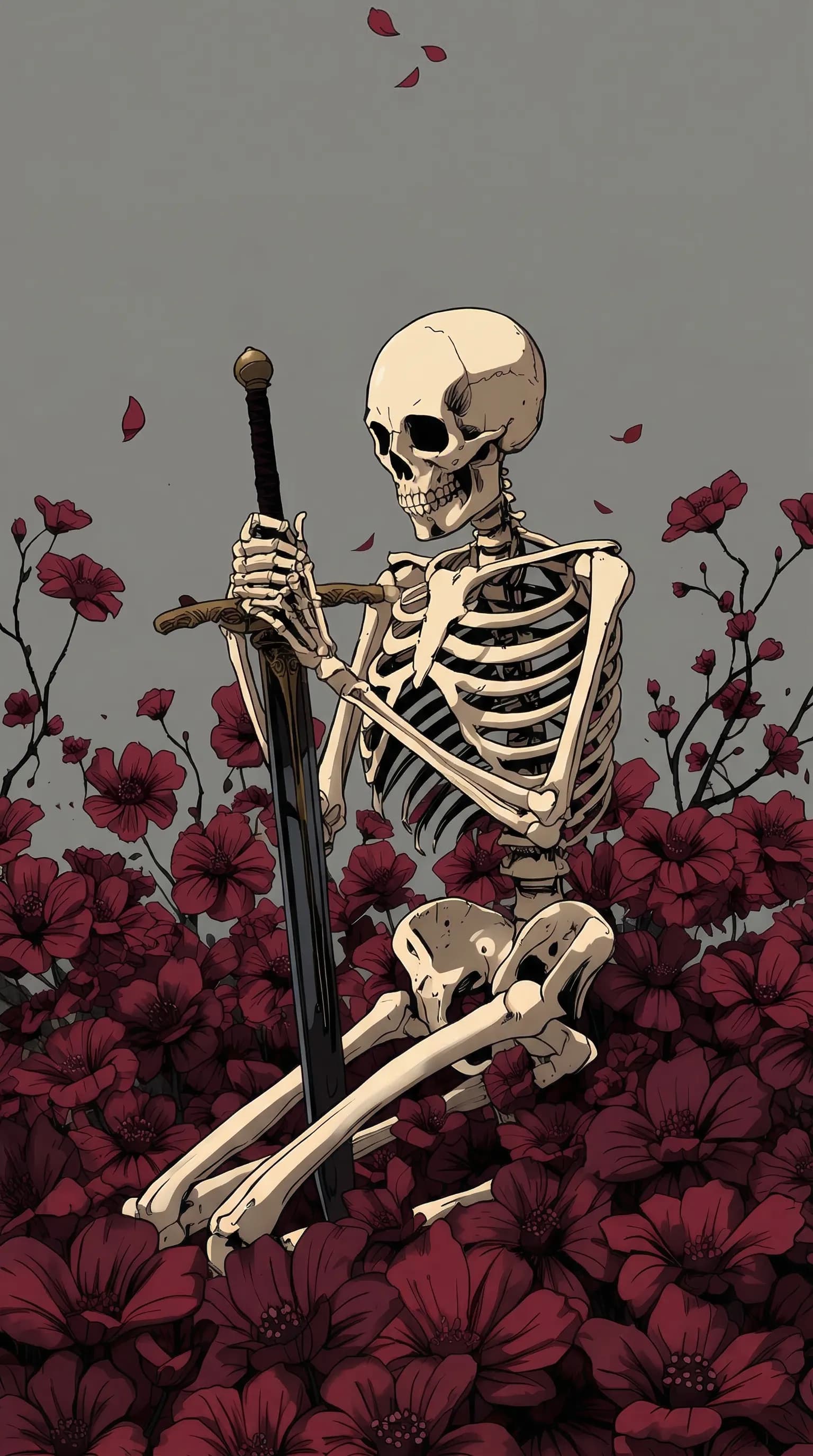Skeleton in a Flower Field