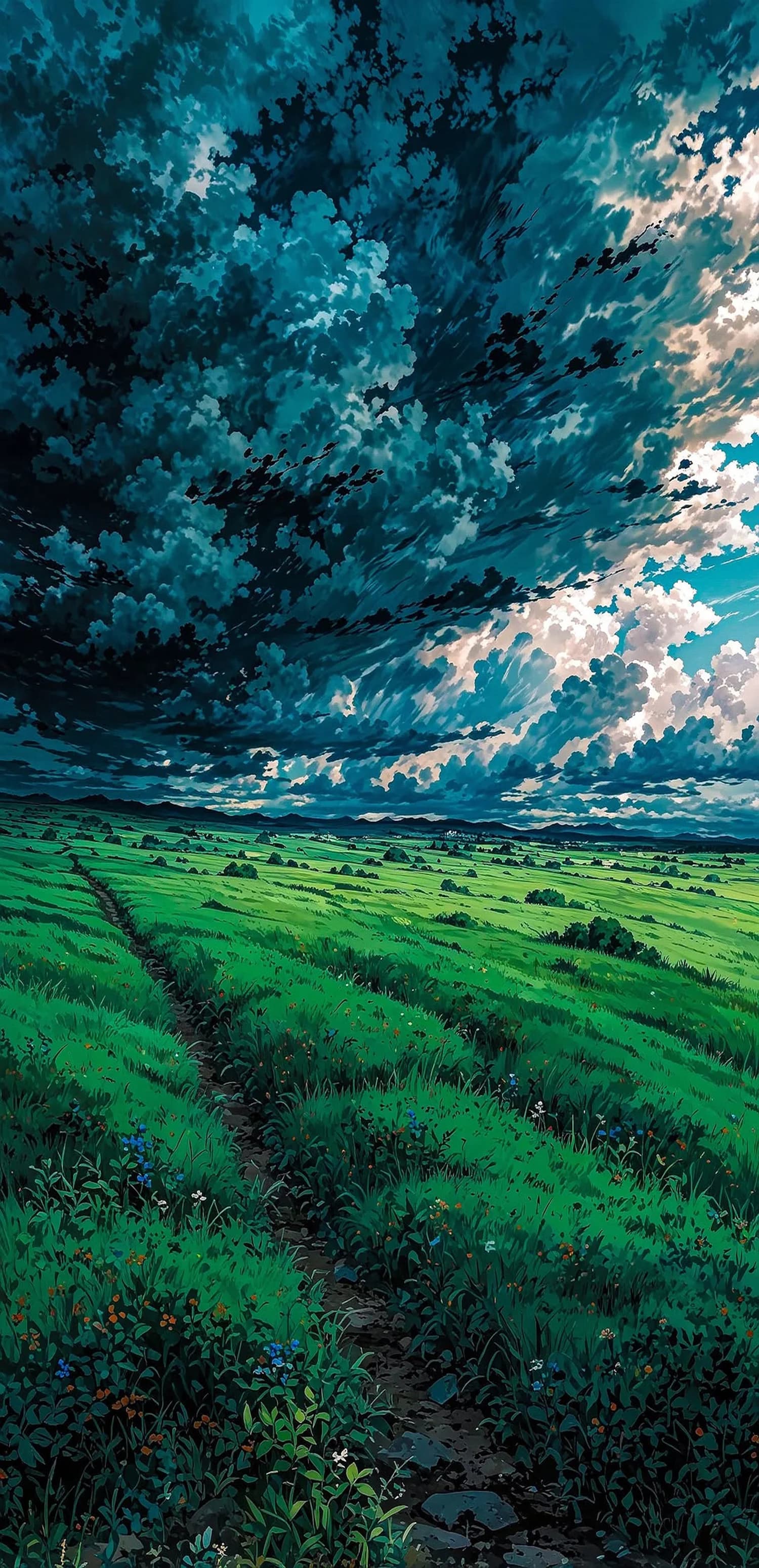 Turquoise Storm Over Fields