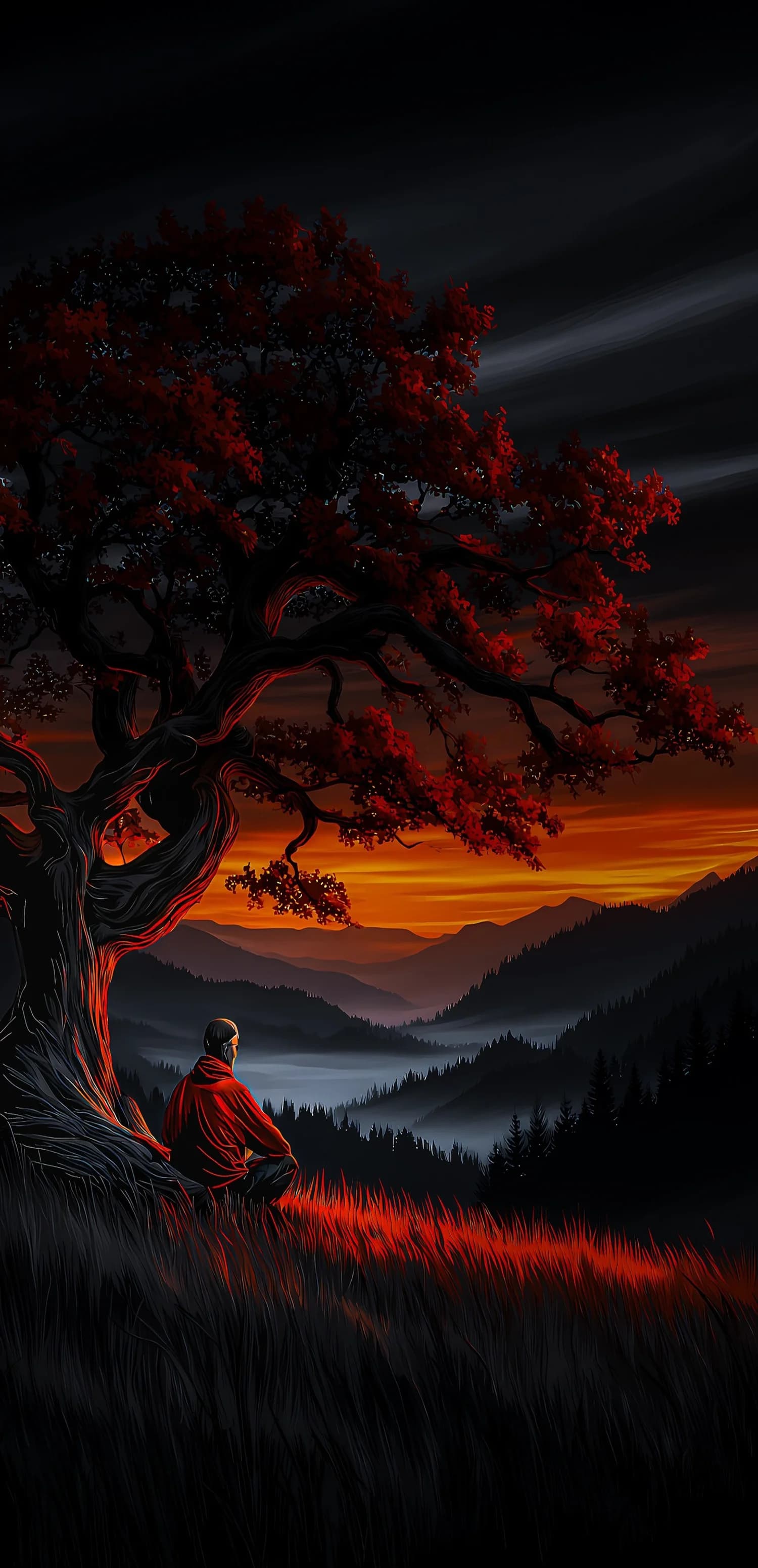 Monk Under Tree