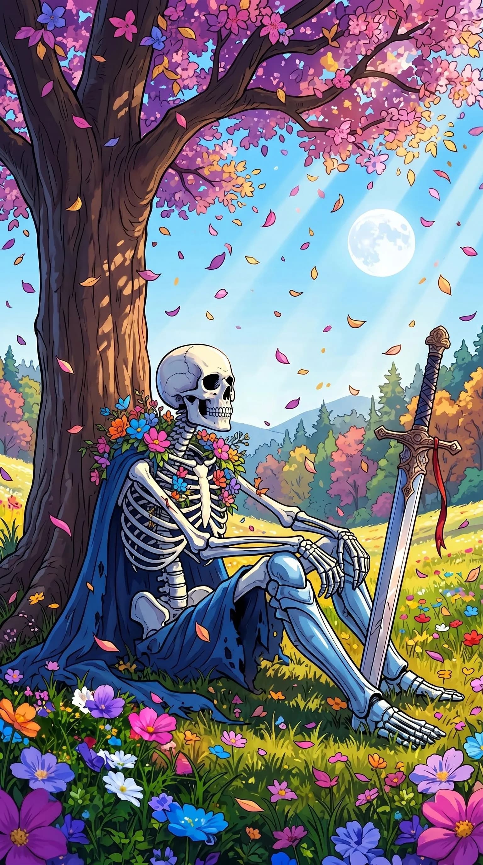 Serene Skeleton in Bloom