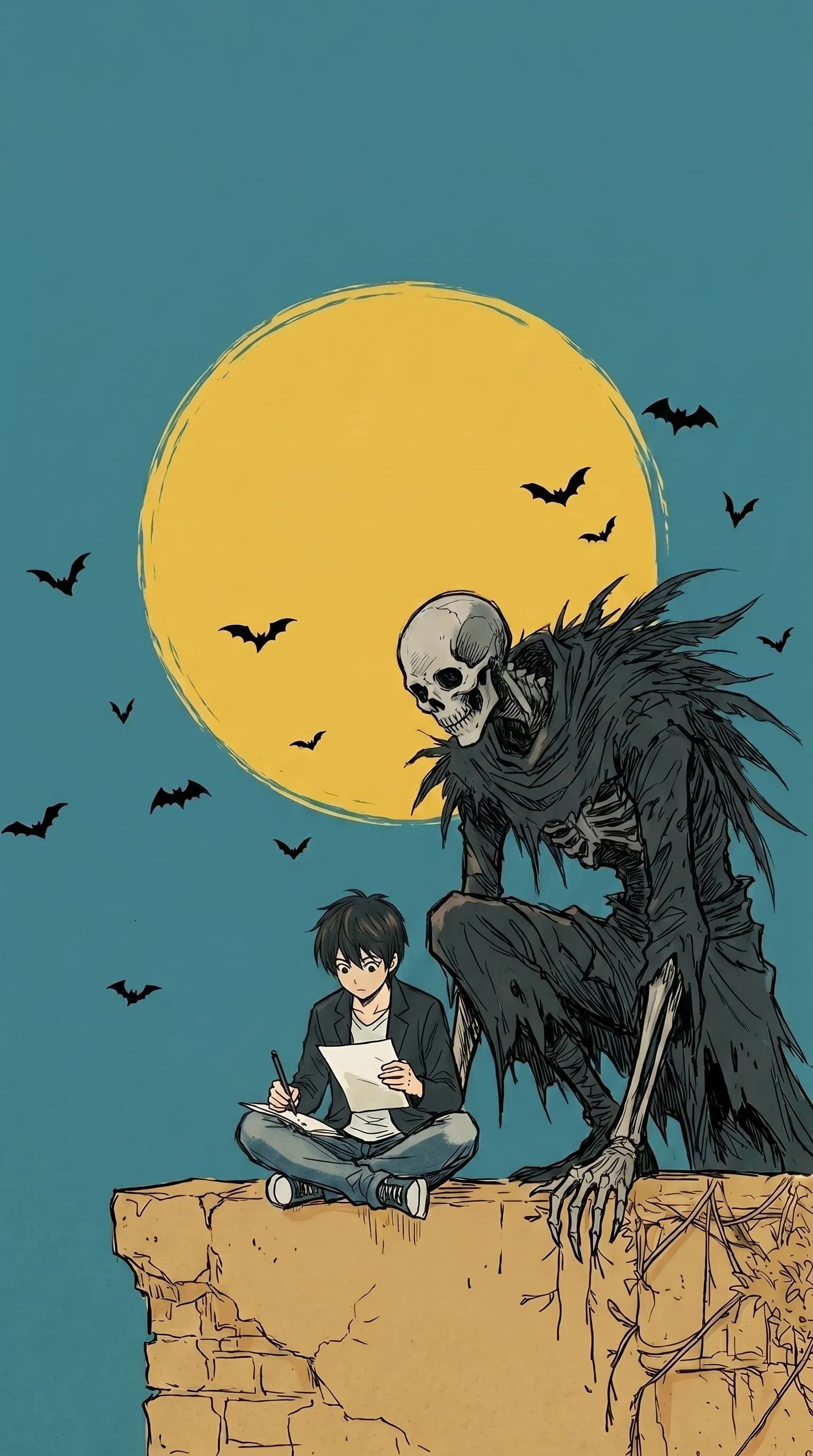 Boy Writing Letter By Moonlight