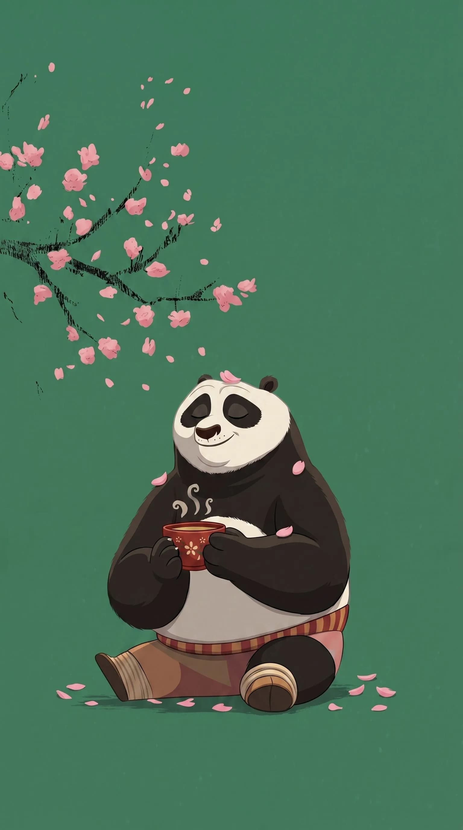 Panda Drinking Tea Peacefully