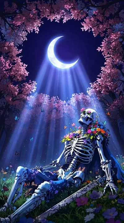 Moonlit Skeleton Serenity wallpaper thumbnail