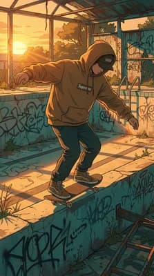 Skateboarder In Sunset wallpaper thumbnail