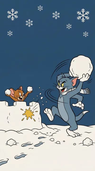 Tom and Jerry Snowball Fight wallpaper thumbnail