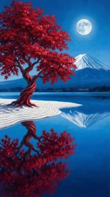 Moonlit Red Tree wallpaper thumbnail