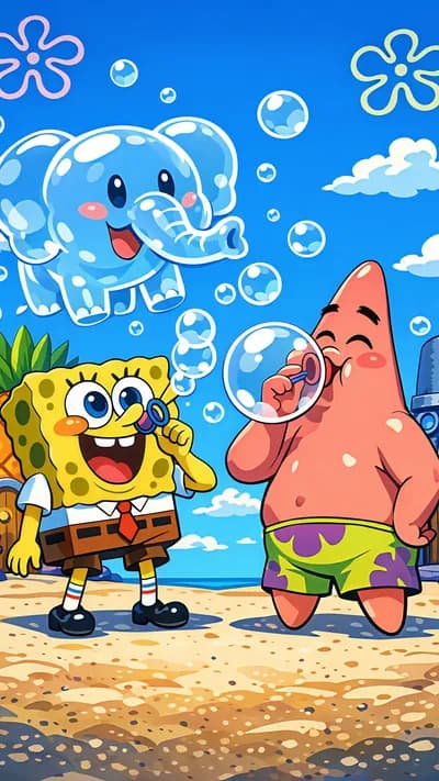 SpongeBob & Patrick's Beach Bubbles wallpaper thumbnail