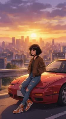 City Sunset Girl wallpaper thumbnail