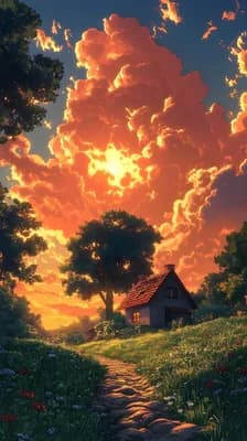 Sunset Cottage Glow wallpaper thumbnail