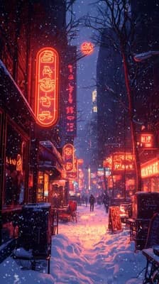 Neon Snow Street wallpaper thumbnail