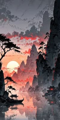 Sunset Temple Lake wallpaper thumbnail