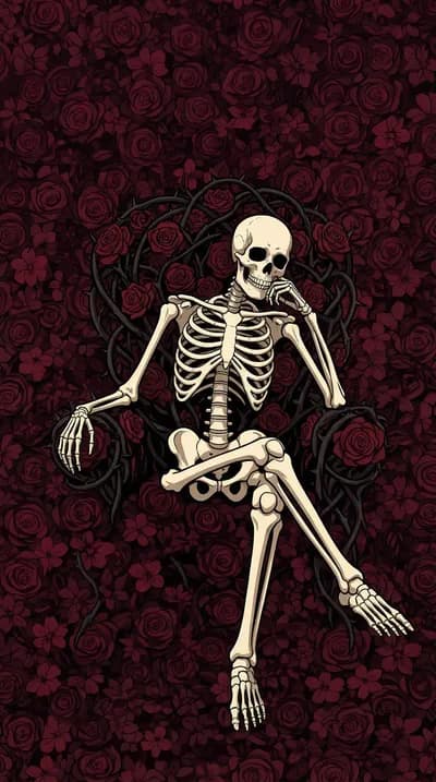 Skeleton in Red Roses wallpaper thumbnail