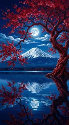 Moonlit Cherry Blossoms wallpaper thumbnail