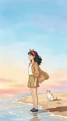Beach Sunset Girl wallpaper thumbnail