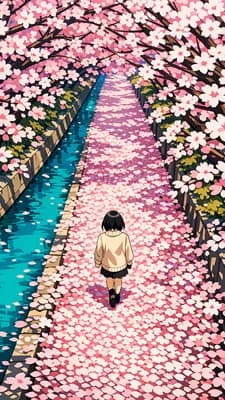 Walking under Cherry Blossoms wallpaper thumbnail