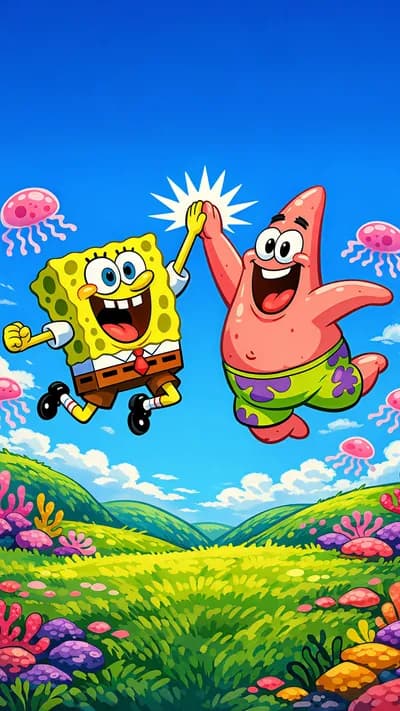SpongeBob & Patrick Jump for Joy wallpaper thumbnail