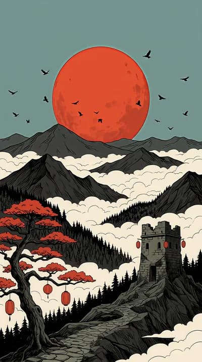Misty Mountain Sunset wallpaper thumbnail