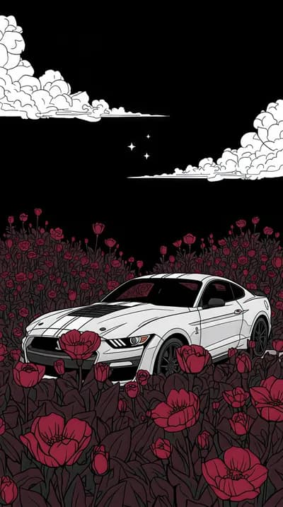 Ford Mustang GT500 In Flower Field wallpaper thumbnail