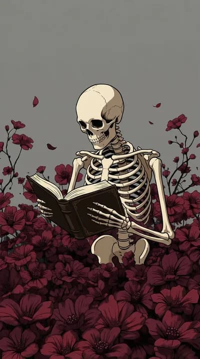 Skeleton in a Floral Oasis wallpaper thumbnail