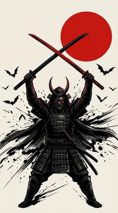 Samurai Warrior with Swords wallpaper thumbnail