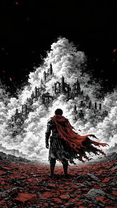 Epic Hero Stands Amidst Ruins wallpaper thumbnail