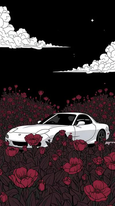 Mazda RX-7 FD3S In Flower Field wallpaper thumbnail