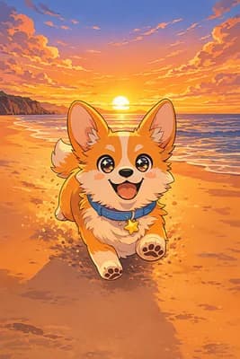 Corgi Beach Fun wallpaper thumbnail