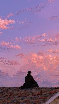 Sunset Rooftop Anime wallpaper thumbnail